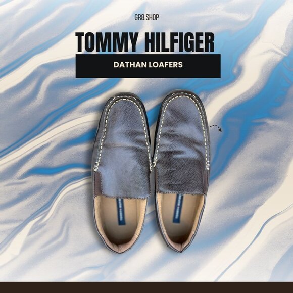 Tommy Hilfiger Dathan Loafers Mens Size 9 Slip-On Brown Leather Casual Shoes Wit - Picture 1 of 7